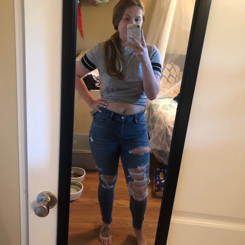 Distressed Super Hi Rise AE Jeggings